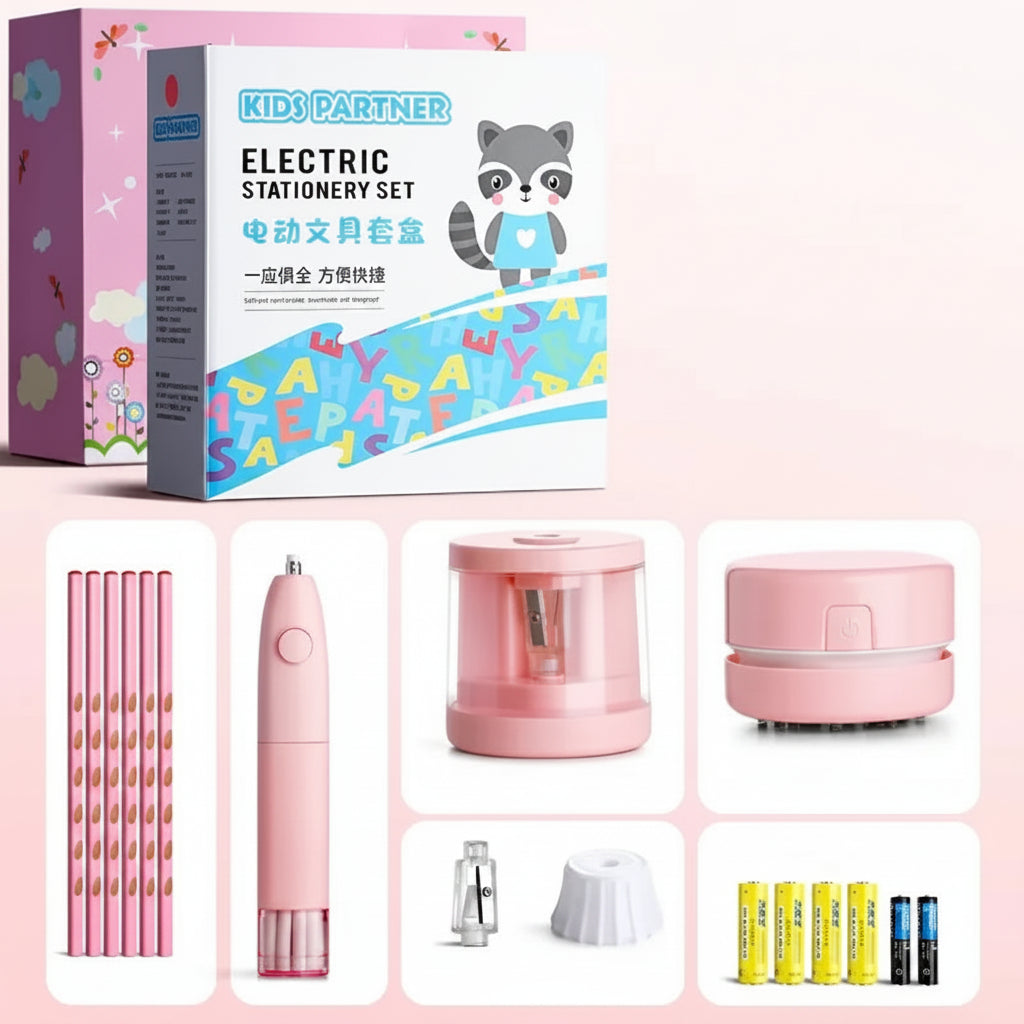 Kids' Electric Pencil Sharpener and Electronic Stationery Cleaner Kit WM819