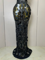 Women's Sexy Sparkly Sequin Backless Maxi Dress