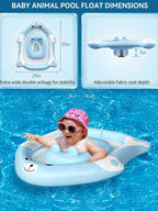 Kids Cartoon Bear UPF 50 Sun Canopy Baby Pool Float Ring Toy