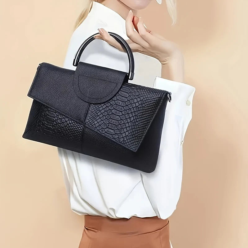 Women's Alligator Pattern PU Leather Flap Shoulder Crossbody Bag