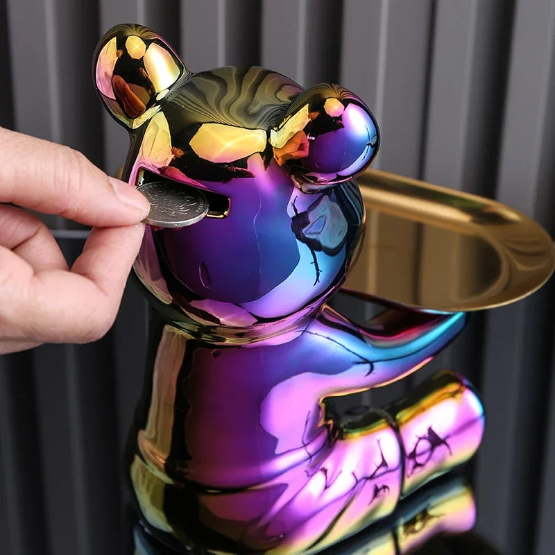 Plating Bear Ceramic Storage Box and Tabletop Ornament