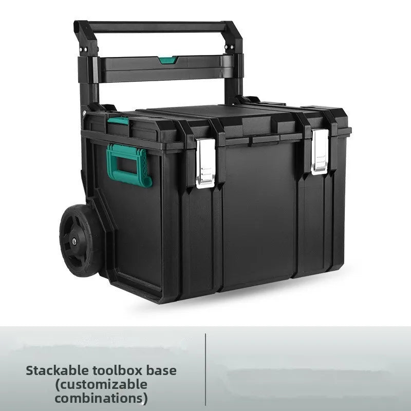 Rolling Toolbox with Pull Rod and Stacking Storage Box