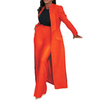 Women's Longline Blazer Wide Leg Pants Set