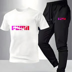 Men's Pattern Print T-Shirt and Drawstring Pants Set