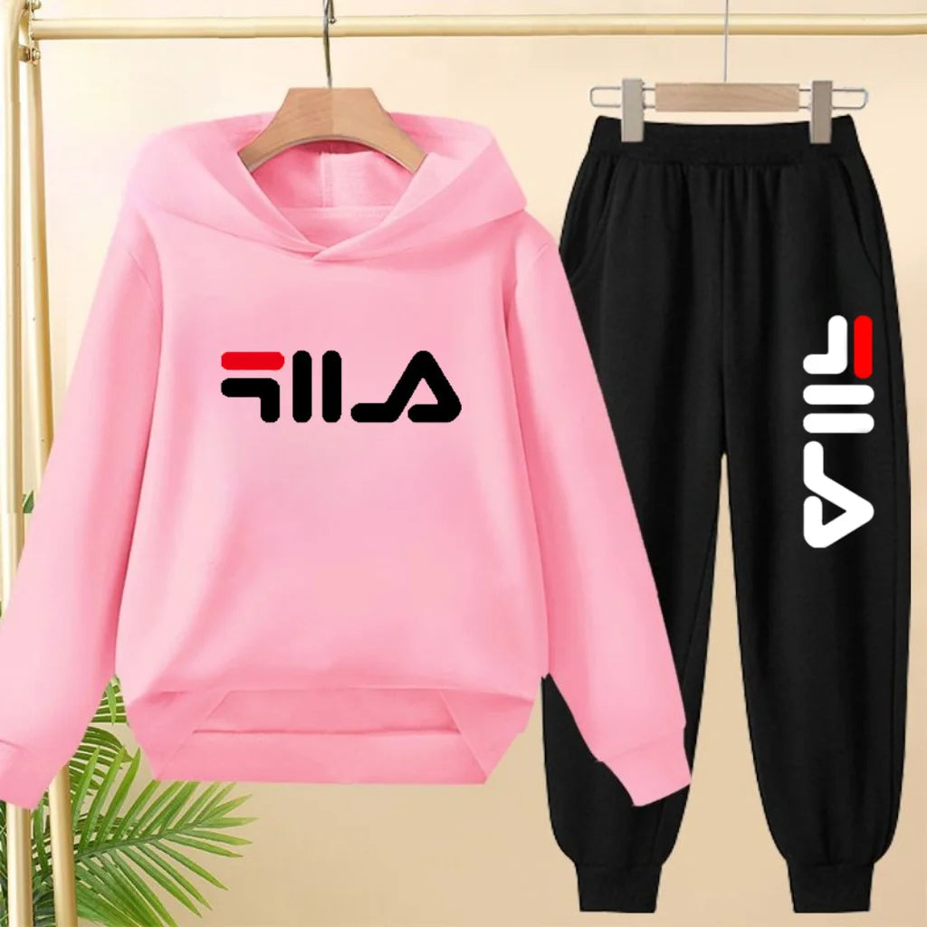 Kids' Pullover Hoodie Sweatshirt Pants Two-Piece Set