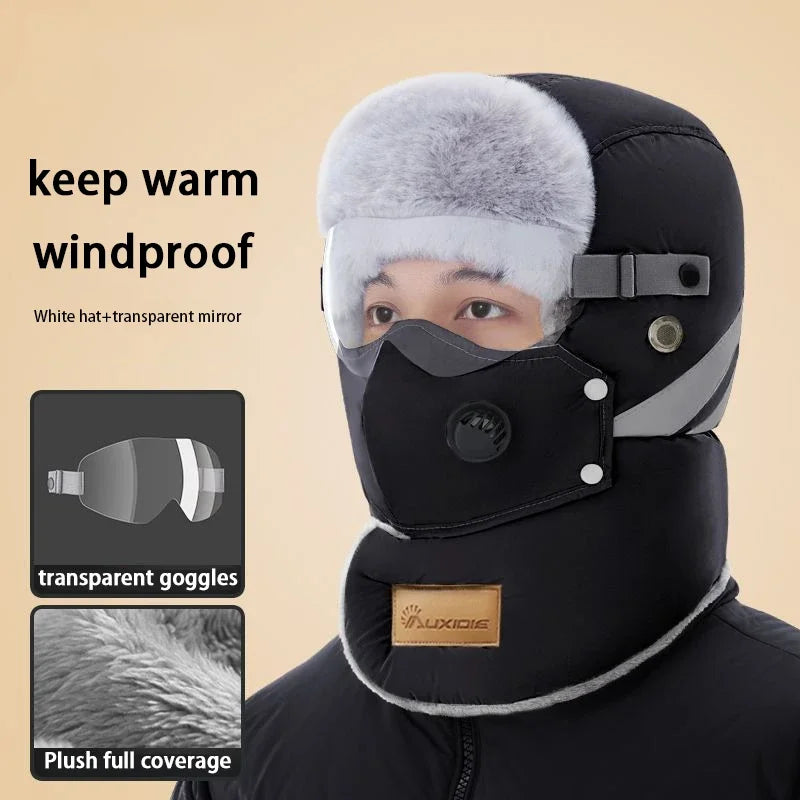 Unisex Windproof Thickened Plush Riding Face Mask Hood
