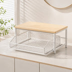 Metal Microwave Stand with Drawer and Multipurpose Countertop Storage Rack