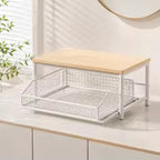 Metal Microwave Stand with Drawer and Multipurpose Countertop Storage Rack