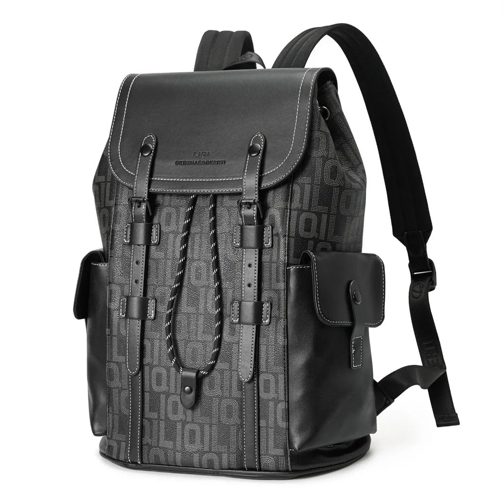Men's Fashion PU Leather 15 Inch Laptop Travel Backpack