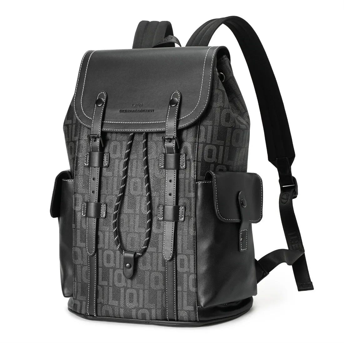 Men's Fashion PU Leather 15 Inch Laptop Travel Backpack