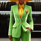 Women's Velvet Notch Lapel Slim Fit 2 Piece Pants Suit