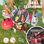 Kids 34 PCS BBQ Grill Pretend Cooking Kitchen Utensils Toy Set