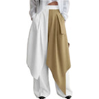 Men's Patchwork Jogger Pants Elastic Waist Wide Leg Trousers