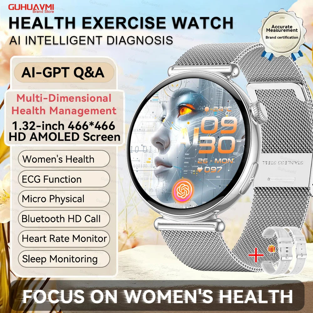Women's 1.32 Inch AMOLED Screen Luxury Diamond Smartwatch