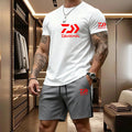 Men's Casual Round Neck T-Shirt and Drawstring Shorts Set
