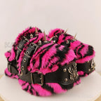 Women's Furry Platform Rivet Sandals Thick Bottom Punk Rock Slippers