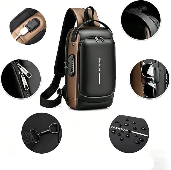 Unisex Anti-Theft Waterproof USB Charging Crossbody Chest Sling Backpack