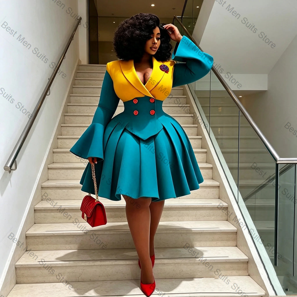 Women's Blazer Skirt Suit Two-Piece Set