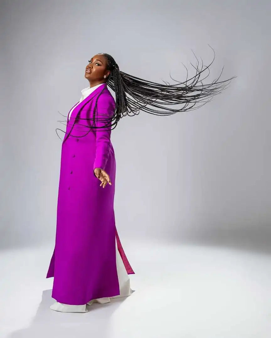 Women's Vintage Double Breasted Long Blazer Evening Gown