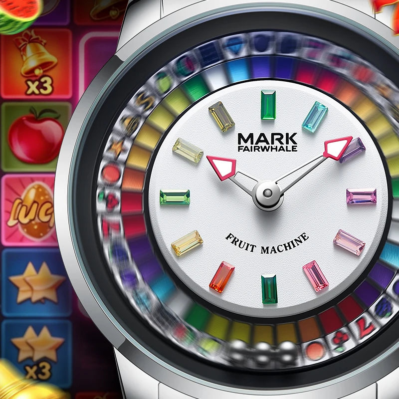 Men's Full Color Rotatable Dial Quartz Watch with Luminous Wheel