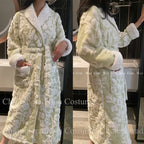 Warm Flannel Long Kimono Robe and Winter Loungewear