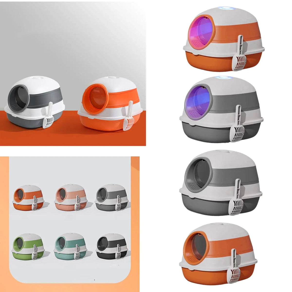 Enclosed Folding Cat Litter Box and Portable Toilet Pan