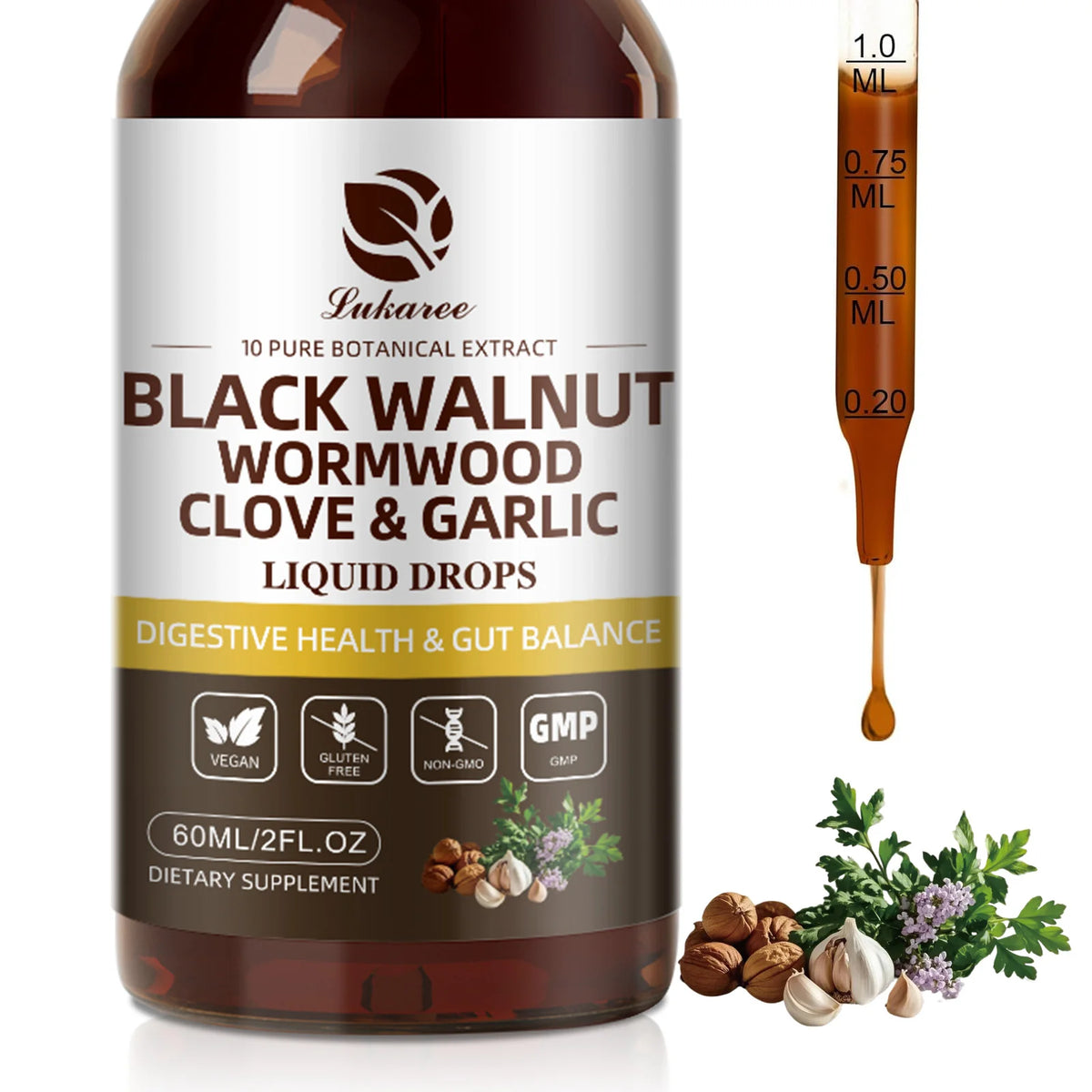 Black Walnut Wormwood Digestive Health Cleanse Drops 2 fl oz