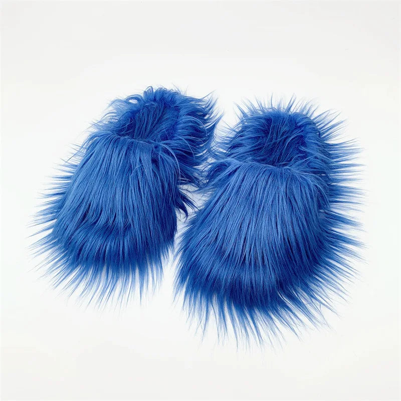 Women's Faux Fur Plush Warm Flat Slippers