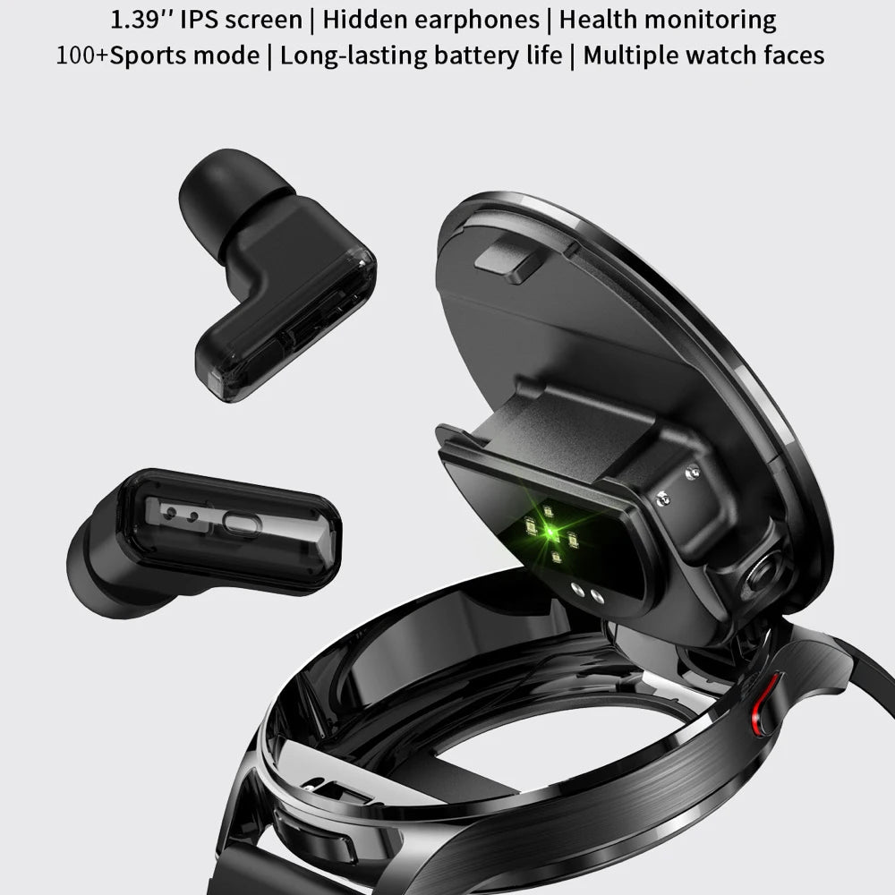 Two-in-One Smartwatch with Built-In Wireless TWS Earbuds