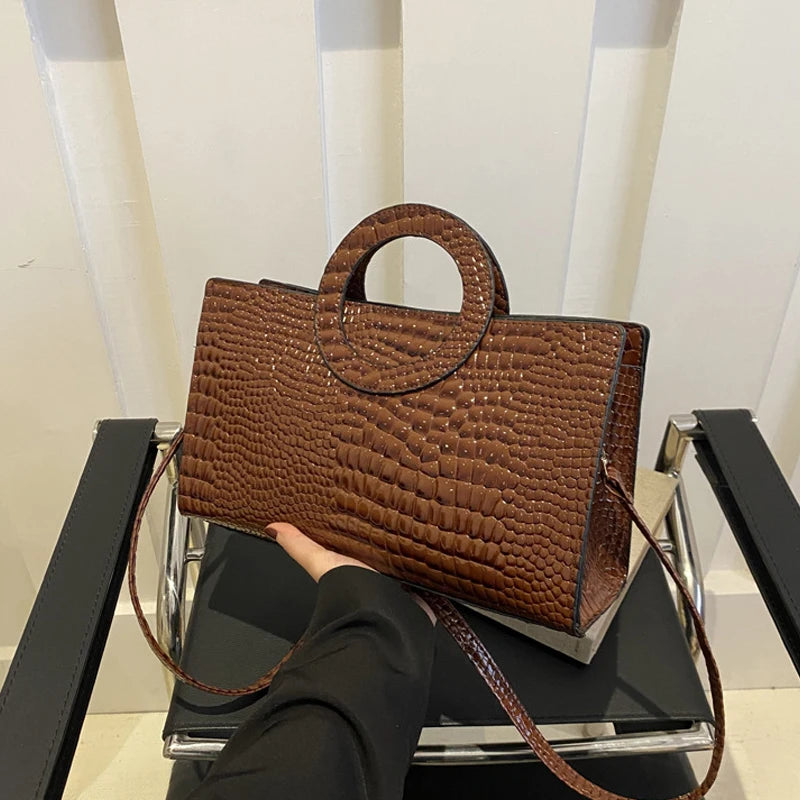 Women's Crocodile Pattern PU Leather Shoulder Bag