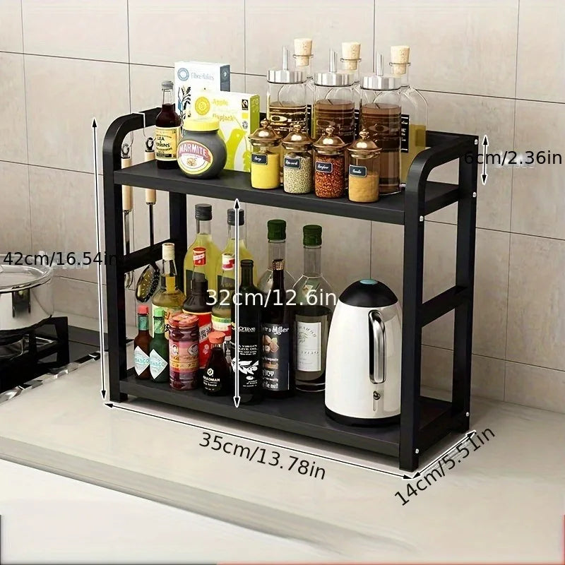 2 Tier Metal Countertop Shelf and Multipurpose Kitchen Storage Organizer