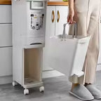 Double Partition Dry and Wet Separation Trash Can with Wheels