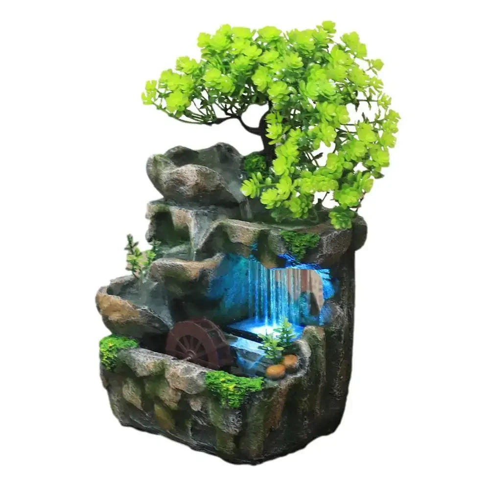 Feng Shui Flowing Water LED Rockery Fountain and Tabletop Ornament