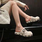 Women's Riveted Platform Round Toe Slippers