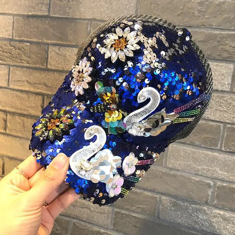 Sequin Duckbill Sun Hat Breathable Reflective Adjustable 22-23 Inch