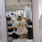 Kids' Cartoon Plush Rabbit Cosplay Costume Winter Warm Set