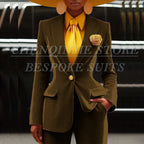 Women's Velvet Notch Lapel Slim Fit 2 Piece Pants Suit