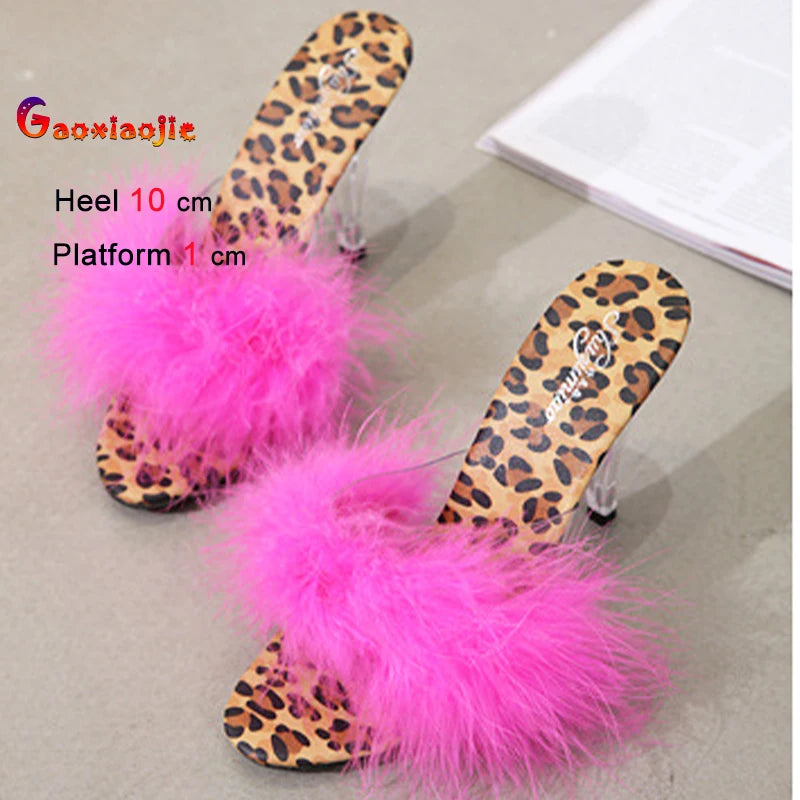 Women's Faux Fur Peep Toe Fine High Heel Sandals