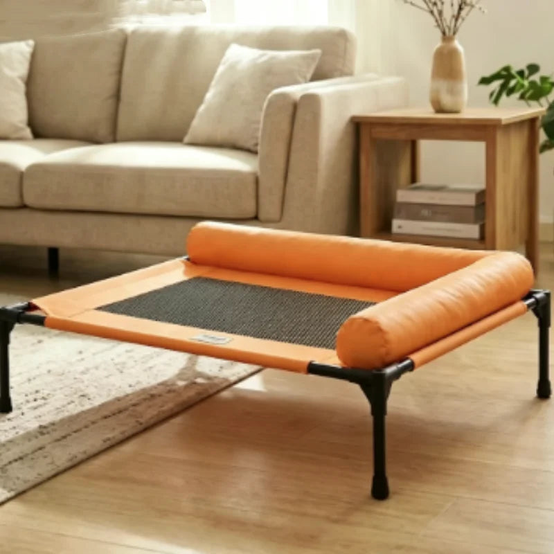 Cooling Dog Cot Bed with Pillow Breathable Mesh Washable Pet Furniture