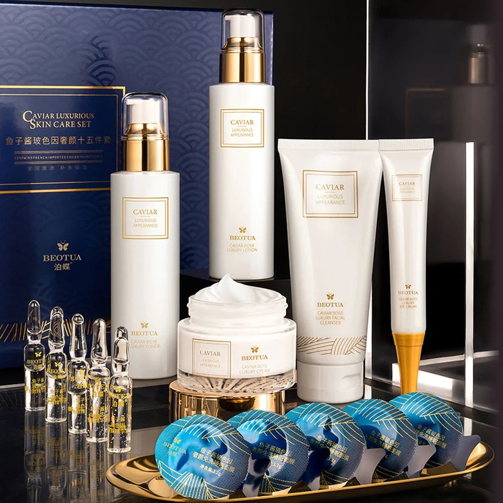 Caviar 15-Piece Facial Skincare Set Hydrating Anti-Aging Routine