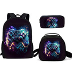Unisex Gaming Controller 3D Print Backpack 3-Piece Bag Set
