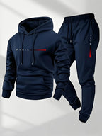Men's Letter Print Fleece Hoodie Sweatshirt Pants Set