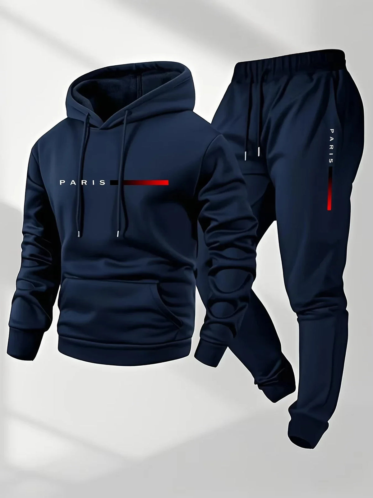 Men's Letter Print Fleece Hoodie Sweatshirt Pants Set