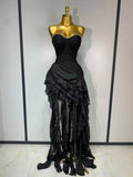 Women's Fashion Strapless Ruffle Bandage Mini Party Dress