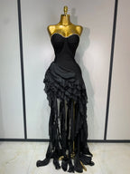 Women's Fashion Strapless Ruffle Bandage Mini Party Dress