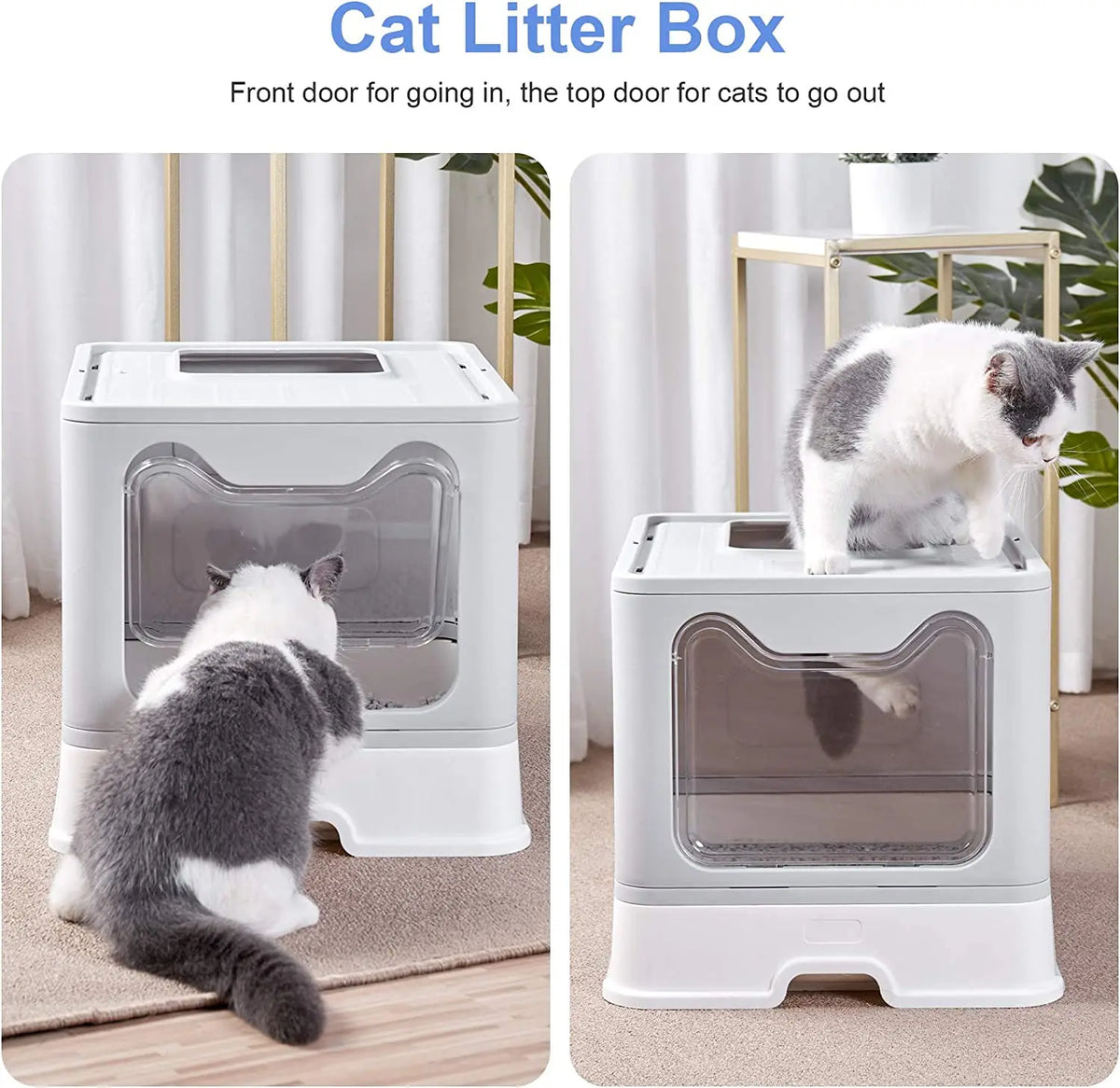 Foldable Hooded Cat Litter Box and Drawer Toilet Pan