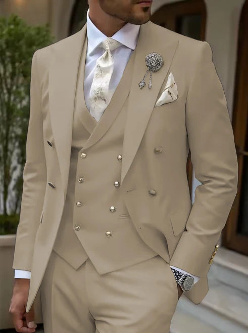 Men's Solid Color Lapel Short Sleeve Zipper Trouser Suit