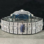 DITALING Men's Hip Hop Square Quartz Watch Stainless Steel 1.7in