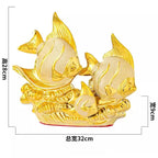 Gold Couple Fish Ceramic Ornament and Porcelain Desktop Figurine