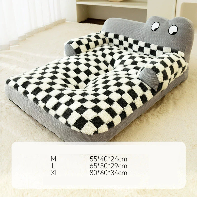 Warm Fleece Pet Sofa Bed and Winter Sleeping Kennel Mat Cushion